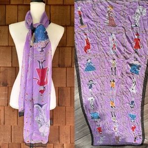 Moschino Olive Oyl silk chiffon scarf wrap, 29 x 66 inches